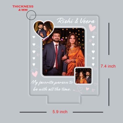 Customized LED Photo Frame Night Lamp Personalized with Picture and Text Romantic Gift for Husband, Wife, Boyfriend, or Girlfriend | Warm White Light & USB Powered